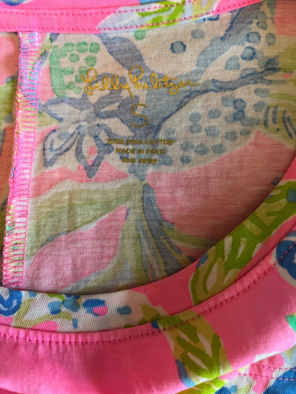 Lilly Pulitzer Small Declan Dress Squeeze The Day Pink Floral Puma Cotton - Picture 3 of 8